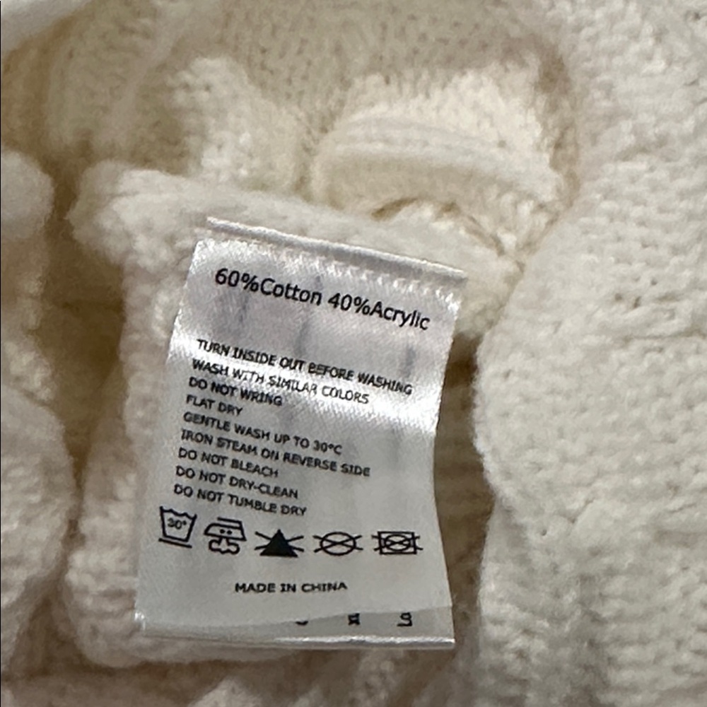 BOBOYYOYO OFF WHITE CABLE KNIT HOODIE CAPE KIDS L - Picture 8 of 10